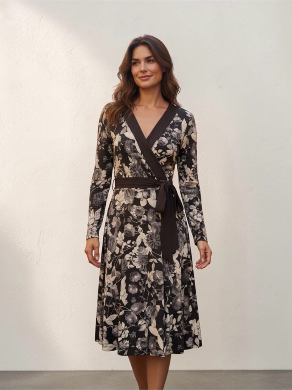 Reversible White House Black Market Black Heart/Floral Wrap Dress SZ 14